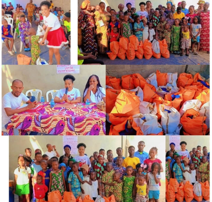 Solidarité en action à Gbedjromédé  : Vylma Eric Tchiakpè célèbre Noël avec les enfants défavorisés de Cotonou  -Elle pose un geste de générosité envers les enfants et les parents des familles démunies